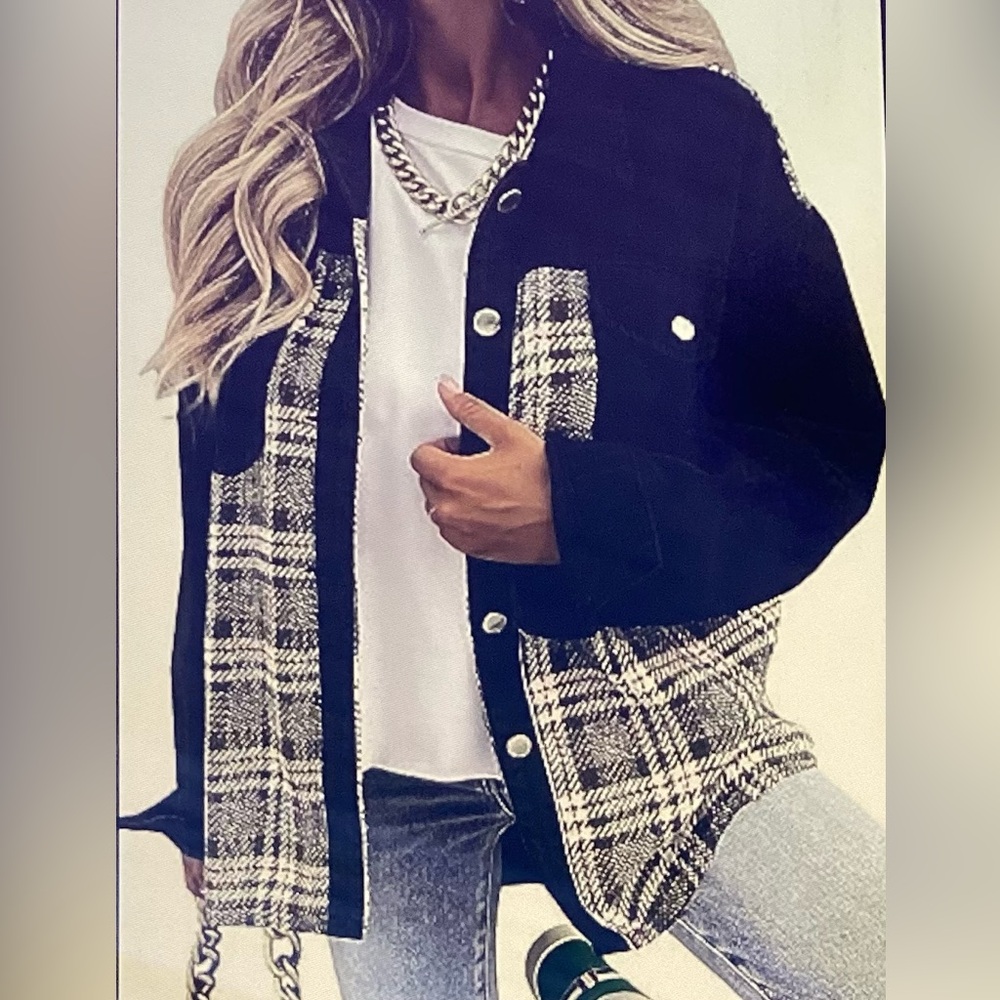 Plaid Black and White Women's Jacket